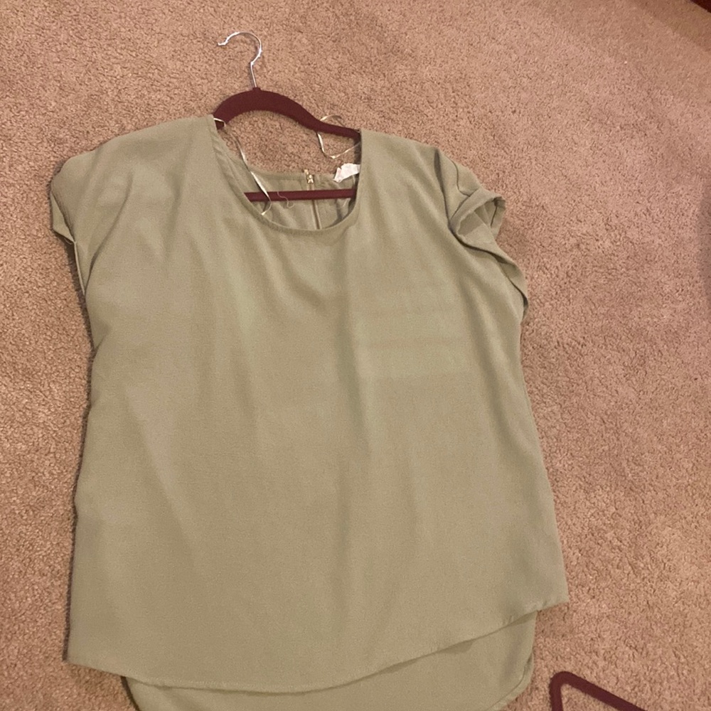 Olive green blouse zip back